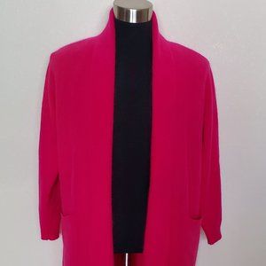 VTG Rafaella Rabbit/Wool Fur Cozy Magenta Pink Sweater Size M Pockets